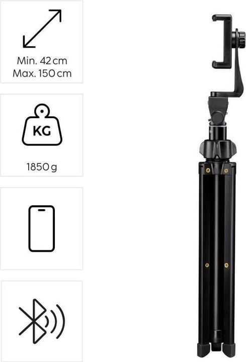 Produktbild Hama Driepootstatief Rotary Smartphone II 150 Set w/ Bluetooth-Ontspanner (Metall)