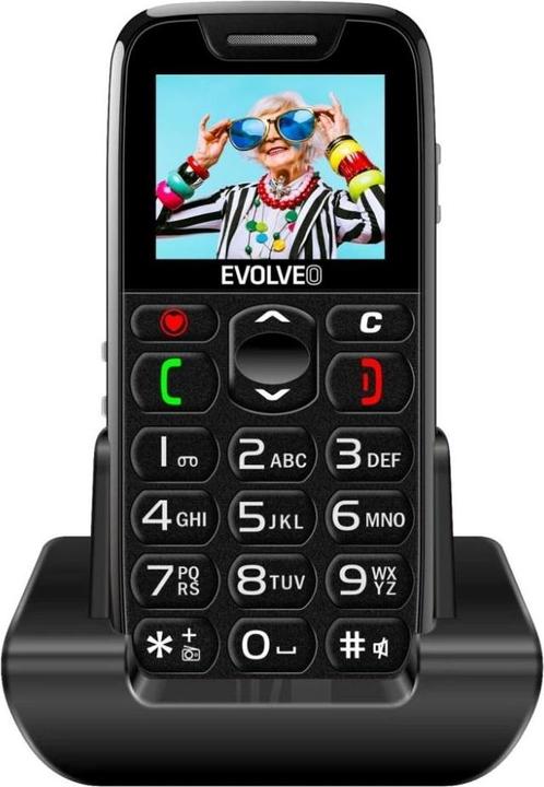 Image du produit Evolveo EasyPhone, appareil mobile pour seniors avec support de charge, noir (1.80")