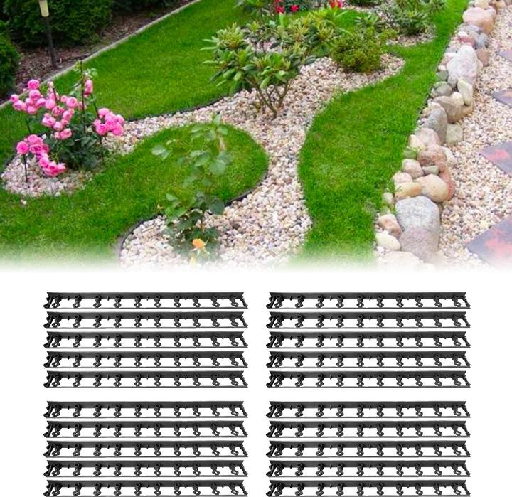 Actual product image Green Split 20 Set of plastic lawn edging 20m