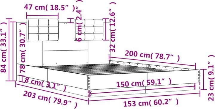 Actual product image vidaXL Bettgestell (150 x 200 cm)