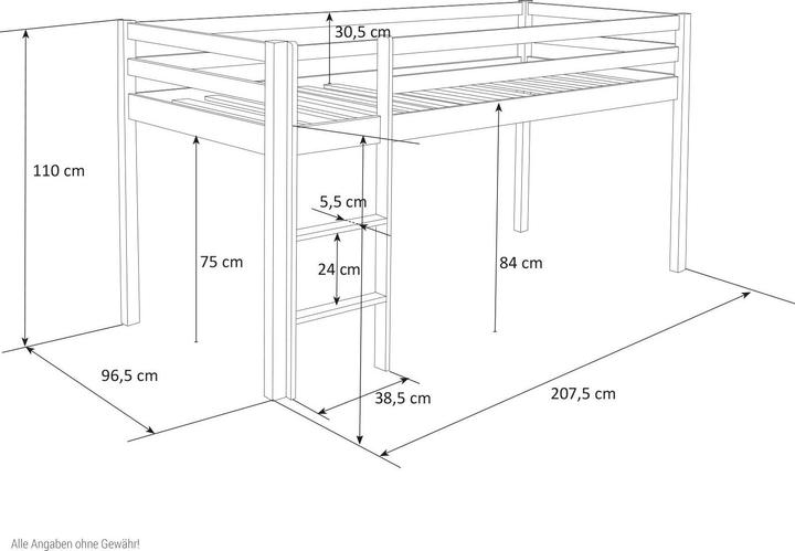 Produktbild Homestyle4u Hochbett Spielbett Kinderbett mit Lattenrost, Matratze, Leiter und Rutsche (90 x 200 cm)