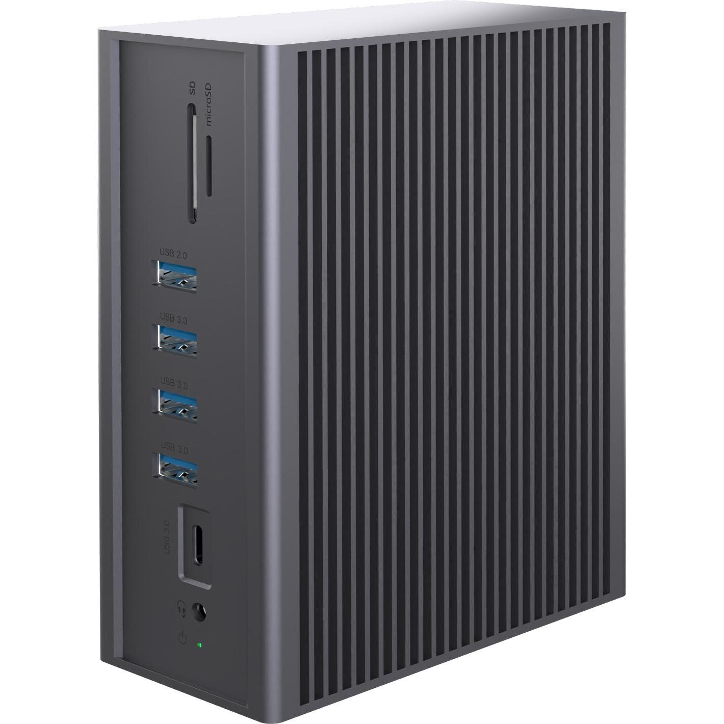 Icy Box IB-DK2262AC (USB-C), Docking station + Hub USB, Grigio