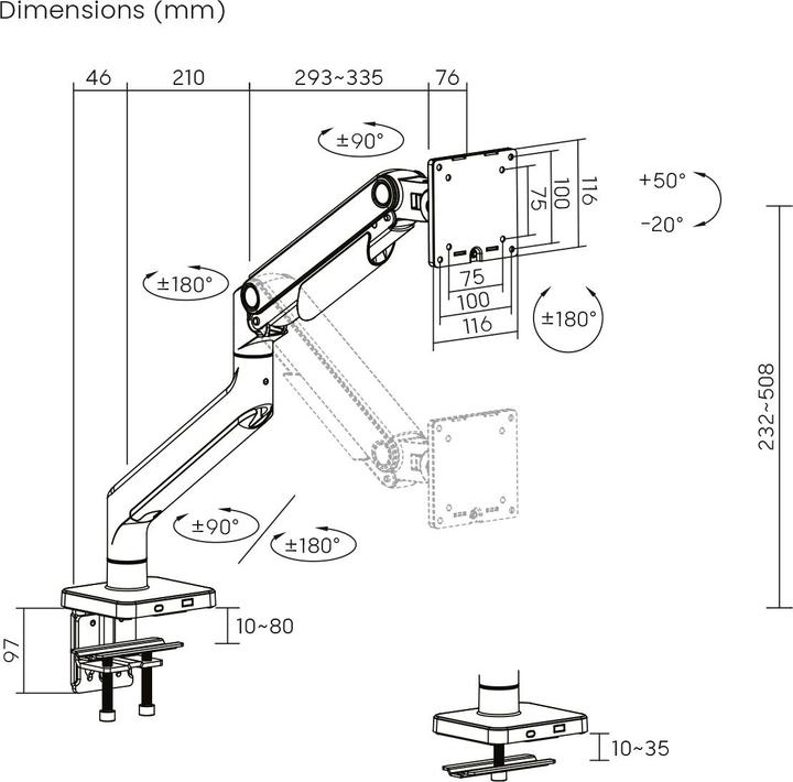 Image du produit Digitus Support d'écran simple, 49", 20 kg (Tables, 49", 20 kg)