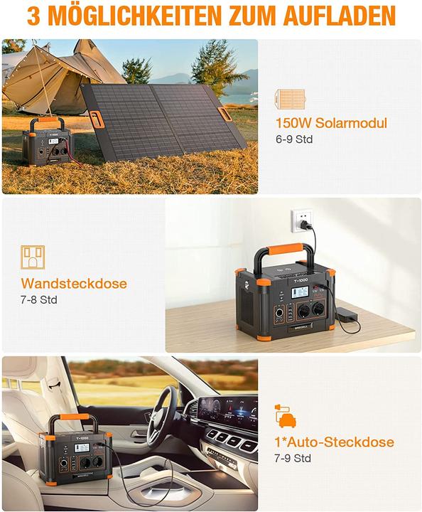 Produktbild Grecell Powerstation 1000W, 999Wh (999 Wh, 8 kg)