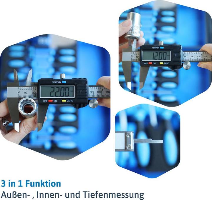 Produktbild Dönges Digital-Messchieber, LCD-Anzeige, CE, Messbereich 150 mm, 6 " (15 cm)