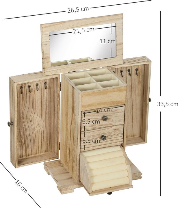Immagine prodotto Homcom Schmuckkästchen Paulownia-Holz Braun