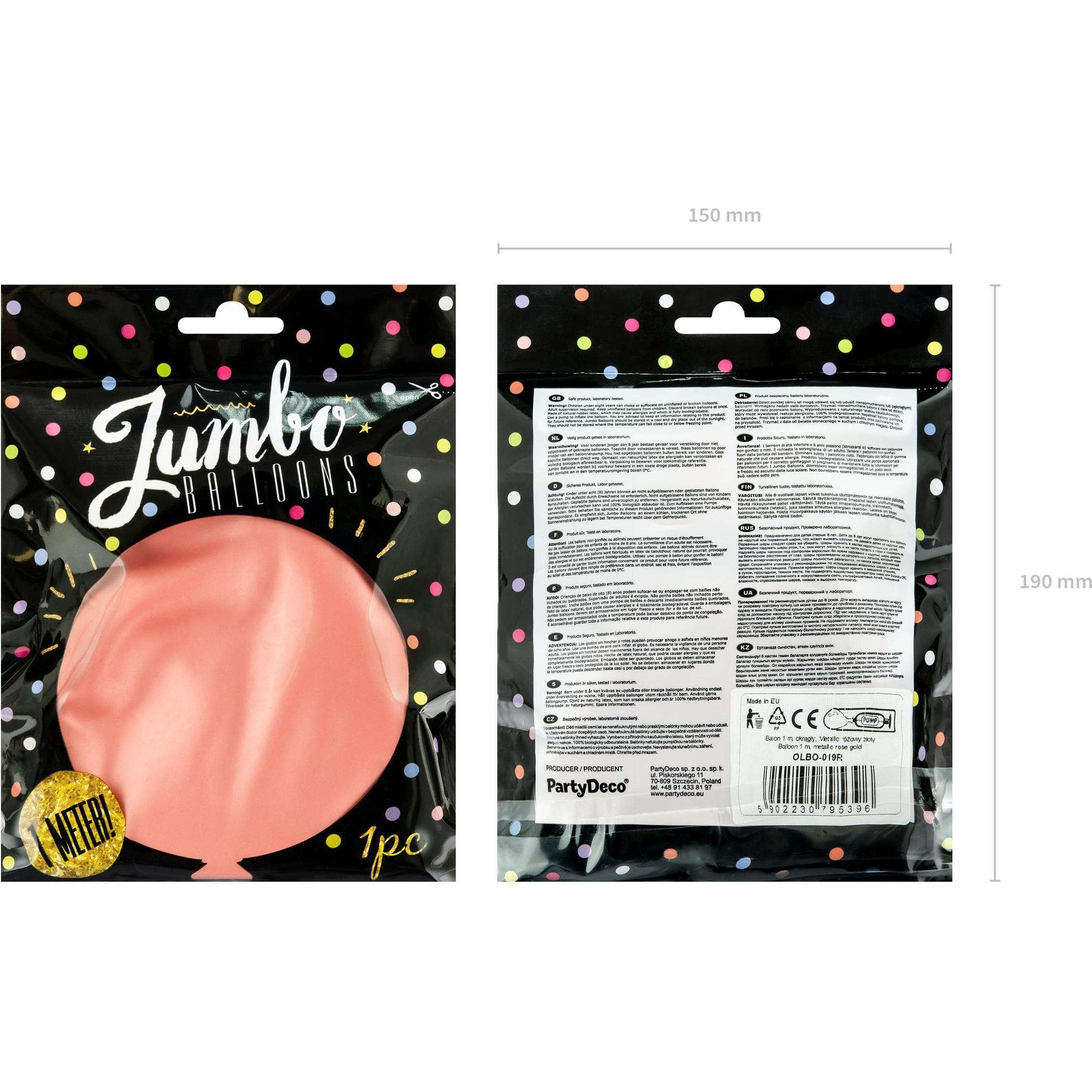 Thumbnail - Partydeco Luftballon Gross Metallic 1 m, Rosegold