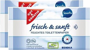 Produktbild Gut & Günstig GUT&GÜNSTIG Feuchtes Toilettenpapier frisch & sanft 1-lagig 140 Tücher (1 x)
