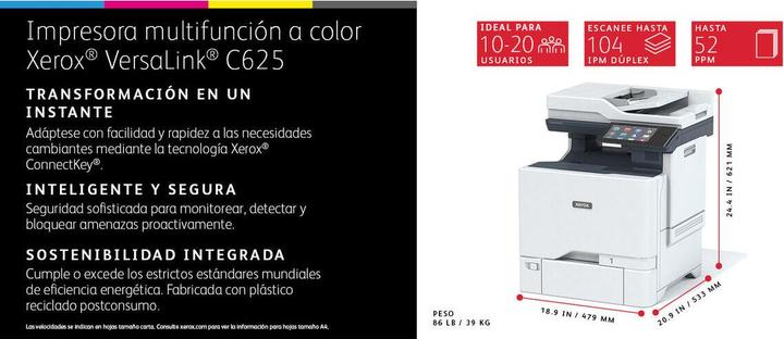 Actual product image Xerox VersaLink C625DN 4-in-1 MFP 50 ppm (Laser)