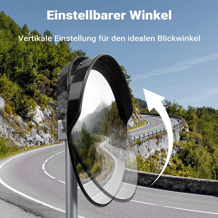 Actual product image Wiltec Verkehrsspiegel 30cm Konvexspiegel Schutzhaube Schwarz Sicherheitsspiegel (1 x 30 cm)
