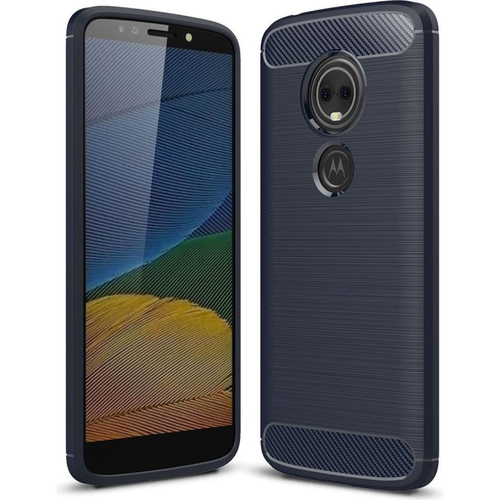 König Design Hülle Handy Schutz für Motorola Moto G6 Play Case Cover Bumper Carbon Optik Blau (Motorola Moto G6 Play), S...