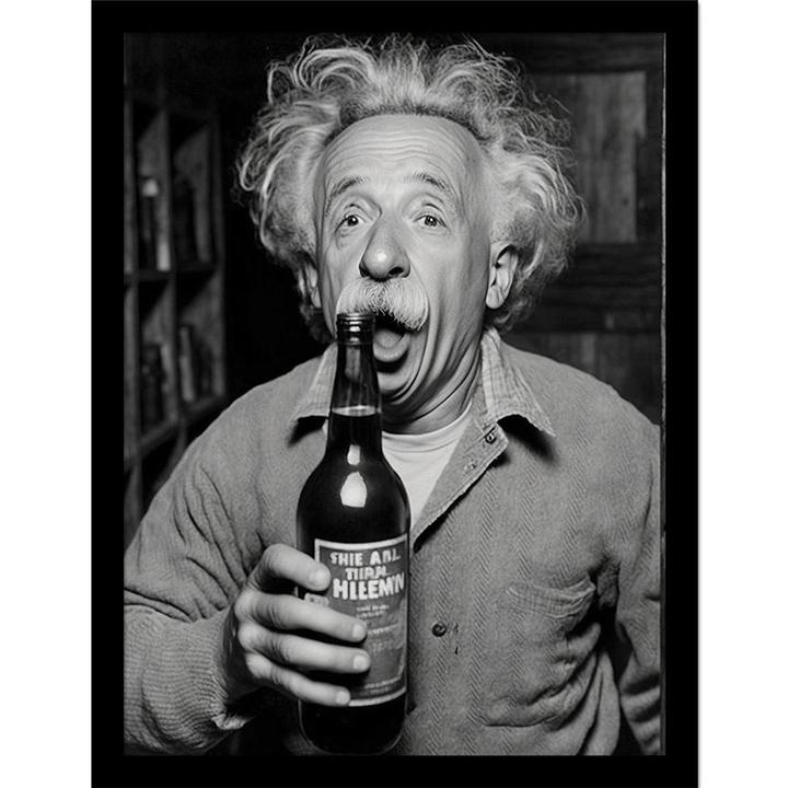 Produktbild Ada Ingram Gerahmtes Poster Einstein With Beer (40 x 30 cm)