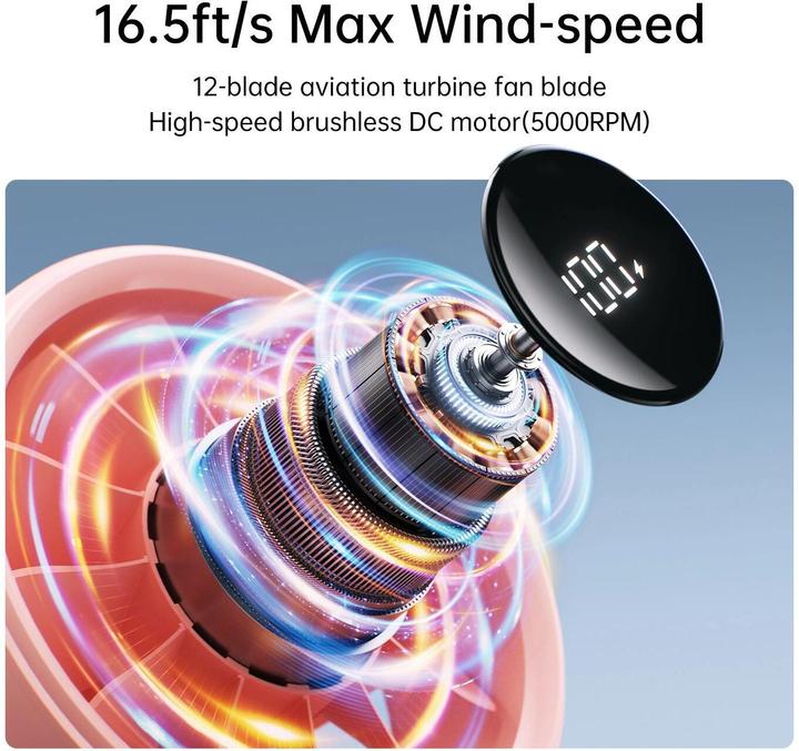 Actual product image Jisulife Mini wentylator Handheld Fan Life4 3600mAh przenośny wiatraczek USB - różowy