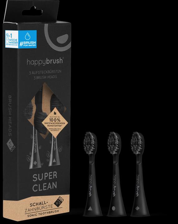 happybrush ECO VIBE 3 brosses à dents All Black (3 x)