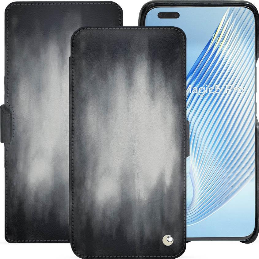 Noreve Lederschutzhülle horizontal (Honor Magic5 Pro), Smartphone Hülle, Grau