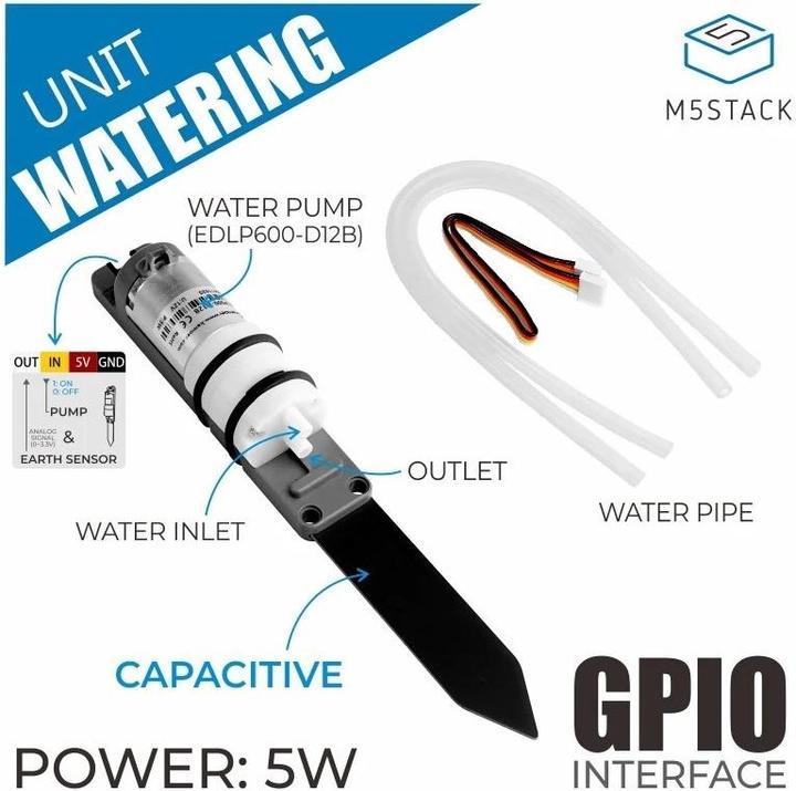Produktbild M5Stack Bewässerungs-Einheit mit Feuchtigkeitssensor und Pumpe