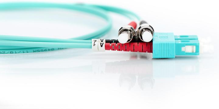 Produktbild Digitus LWL Patchkabel ST zu SC Multimode 50/125 m Duplex Länge 3m Klasse OM3 (CAT7, 3 m)