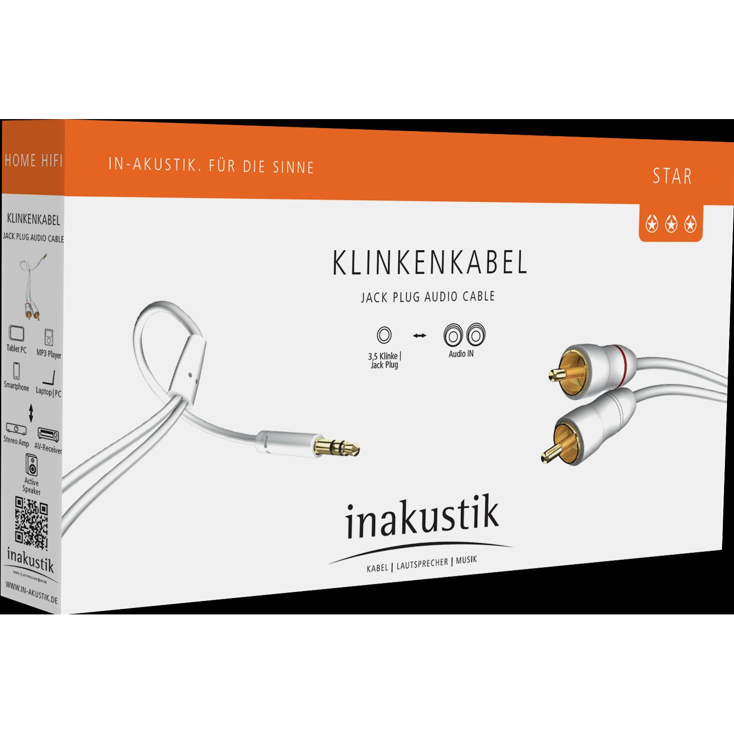 Thumbnail - Inakustik Star Stereo-Klinke – 2x RCA (1.50 m, 3.5mm Klinke (AUX), Cinch), Audio Kabel