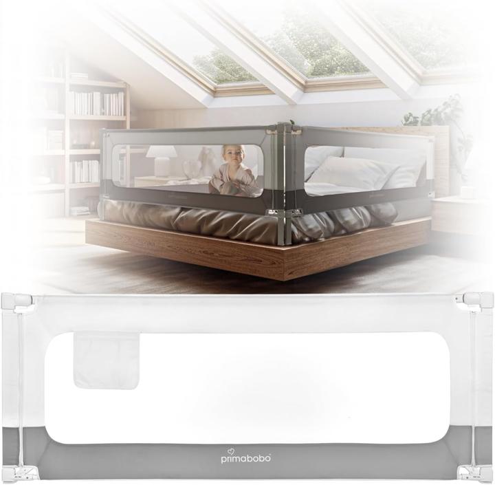 Primabobo Klappbares Bettschutzgitter Velvo, höhenverstellbar (200 cm)