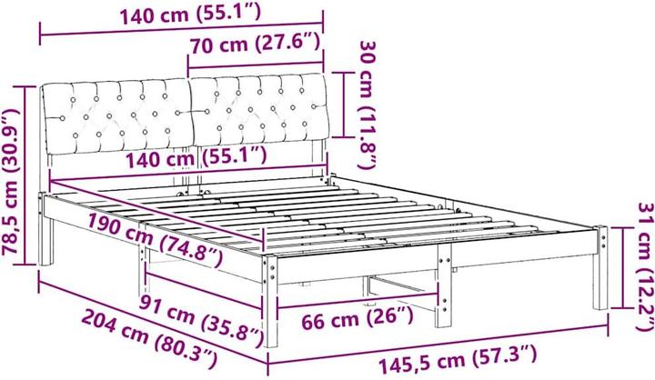 Image du produit vidaXL Plattformbettgestell (190 x 140 cm)