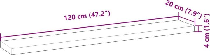 Productafbeelding VidaXL Acacia zwevende plank Onbehandeld (120 x 20 x 4 cm)