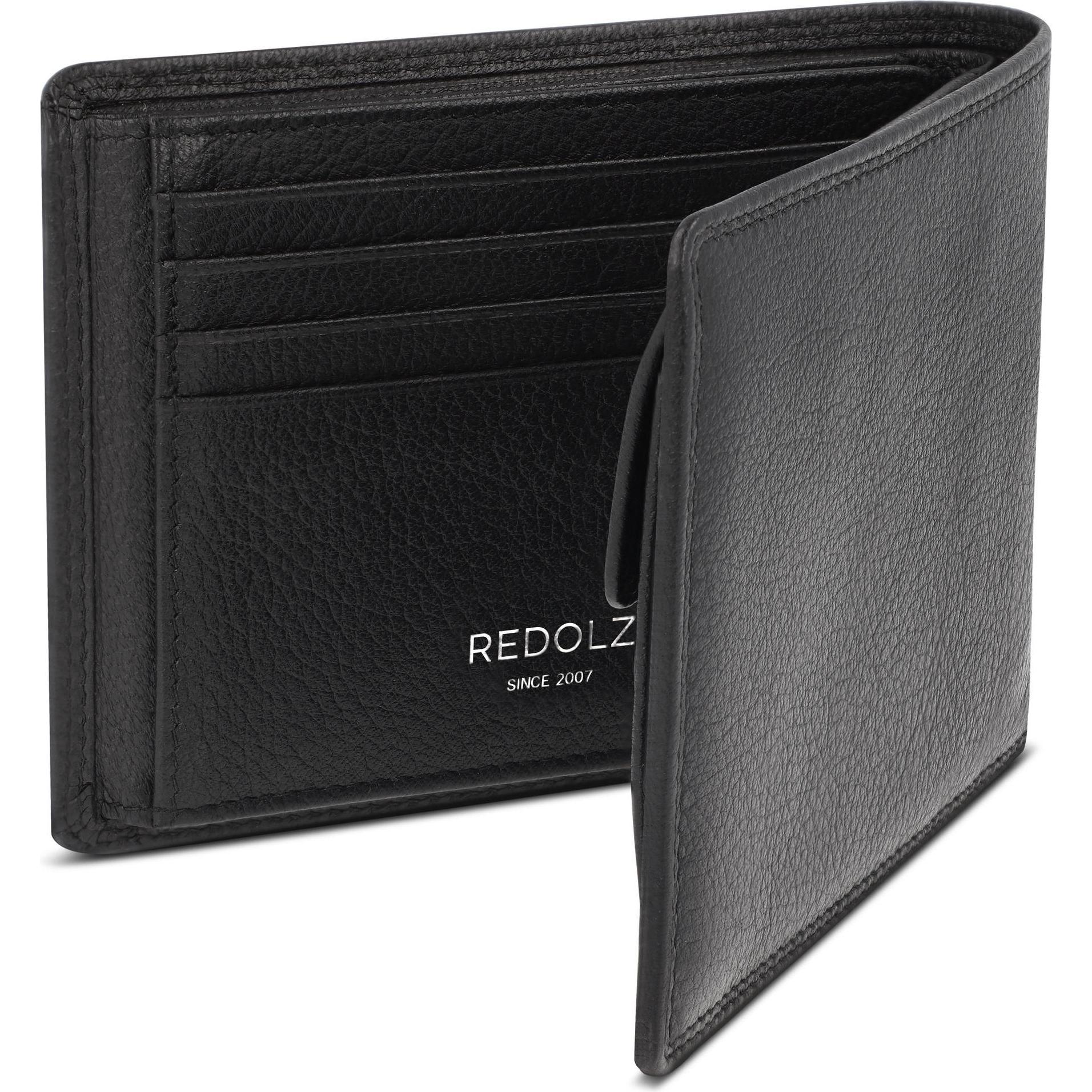 Thumbnail - Redolz, Herren, Portemonnaie, Leather Essentials Geldbörse RFID Schutz Leder 12 cm, Schwarz
