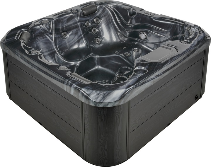 Beliani Whirlpool Outdoor grau mit LED quadratisch 200 x 200 cm LASTARRIA (5 Pers.)