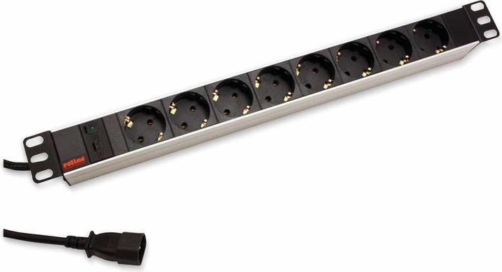 Produktbild Roline 48.26cm 19 Zoll-Steckdosenleiste 8fach plus C14-Stecker Aluminium 2.0 m