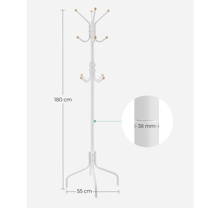 Immagine prodotto Songmics Appendiabiti 180 cm, bianco, dettaglio materiale: acciaio