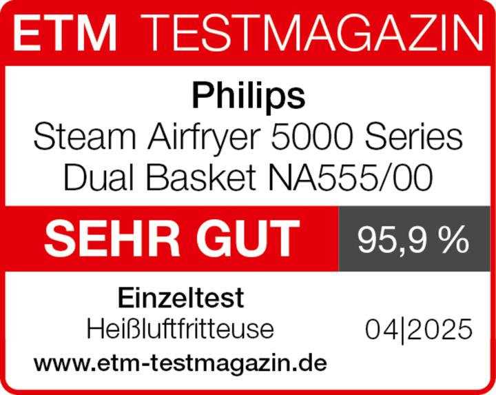 Actual product image Philips Steam Airfryer Dual Basket NA555/00