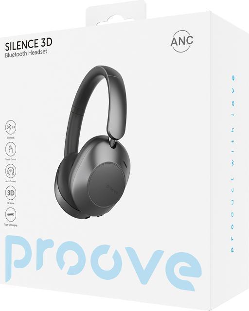 Produktbild Proove - Silence 3D Bluetooth Headset mit Noise Cancelling, dunkelgrau (Aktive Geräuschunterdrückung, Kabellos)