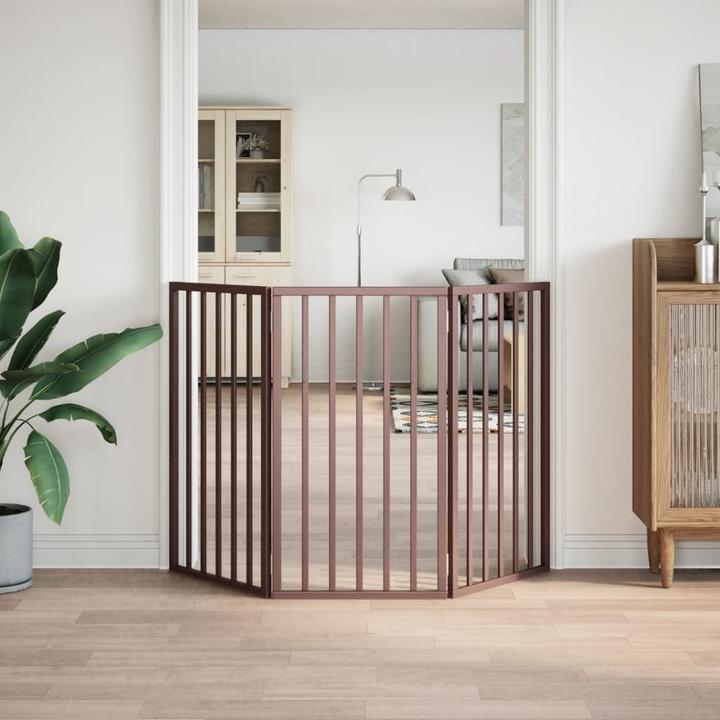 Produktbild vidaXL Hundetor mit Tür Faltbar Hundegitter Schutzgitter 4-tlg. Pappelholz (6 cm)