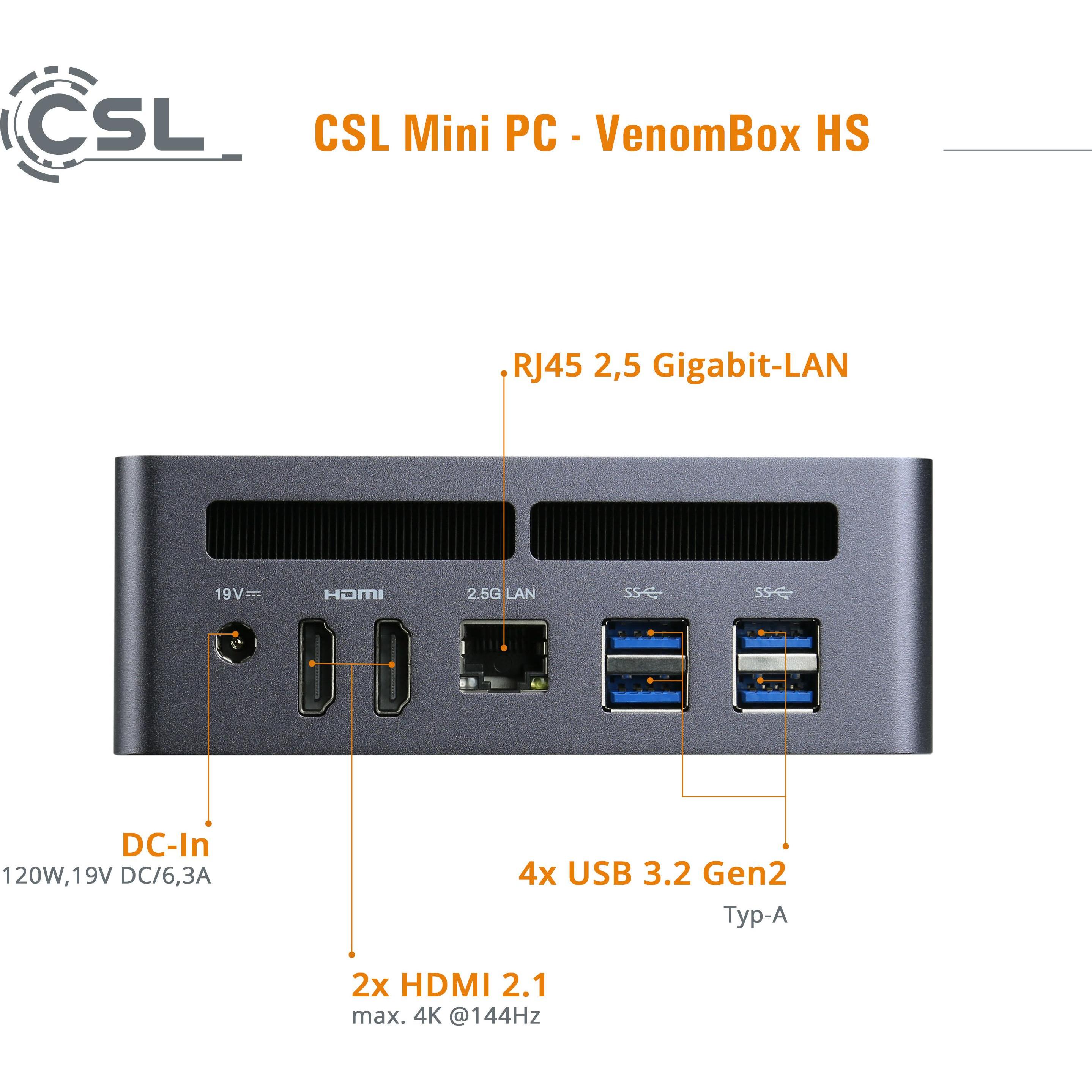 Thumbnail - CSL Mini-PC VenomBox HS (AMD Ryzen 7 7840HS, 8 GB, 1000 GB, Radeon 780M), PC, Schwarz