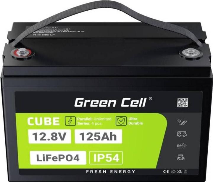 Image du produit GreenCell Green Cell CUBE LiFePO4 battery 125Ah 12.8V 1600Wh lithium iron phosphate battery for motorhomes, so (12.80 V, 125 Ah)