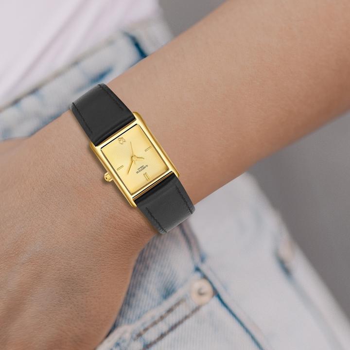 Actual product image Glanzstücke München Damen Quarzuhr gelbgold Echtleder schwarz - 38066 (22 mm)