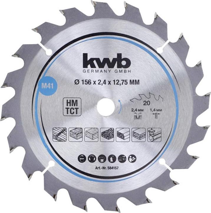 Produktbild kwb Kreissägeblatt HM Mittel Ø 156x12,75 Z20