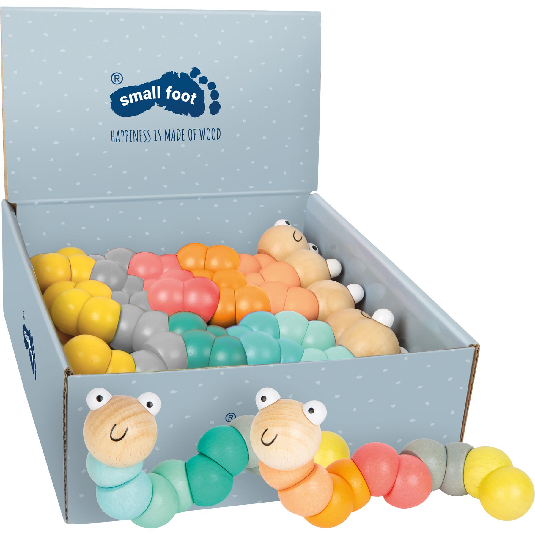 Thumbnail - small foot, Greifling, Display Motorikspielzeug Raupe Pastell