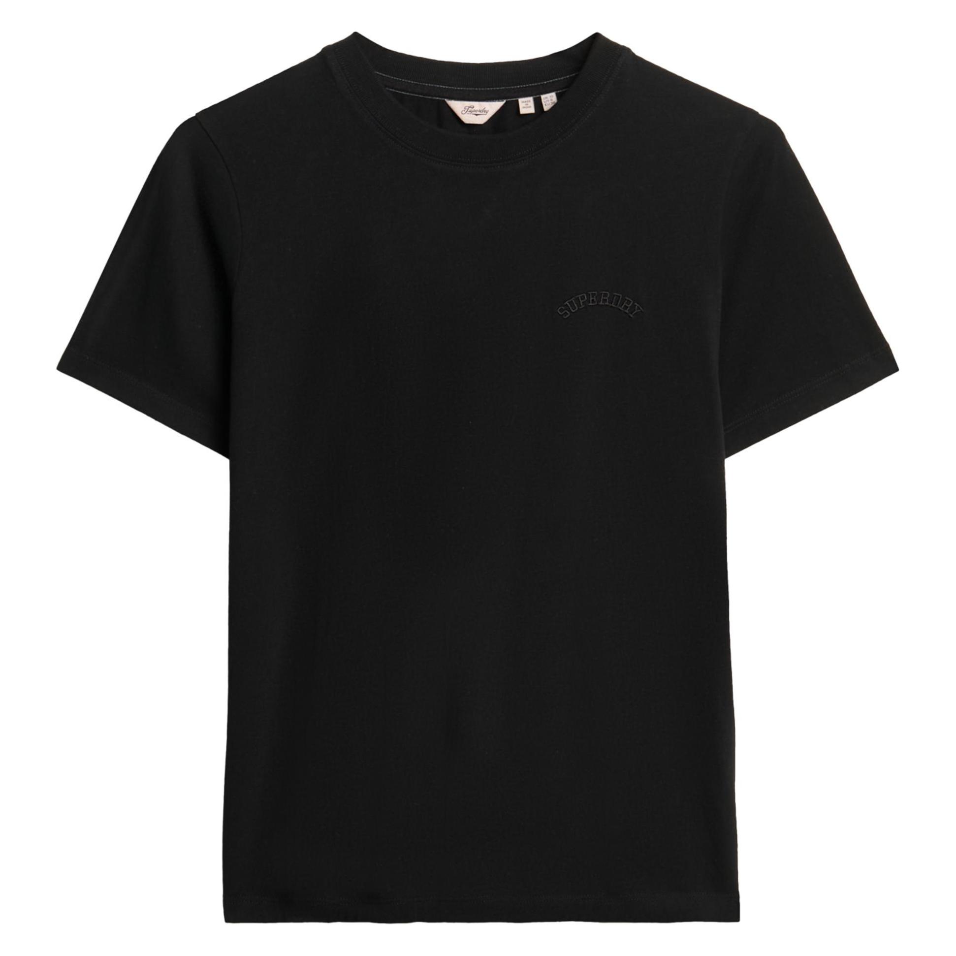Superdry, Damen, Shirts, Essential T-Shirt Mit Logostickerei, Schwarz, (L)