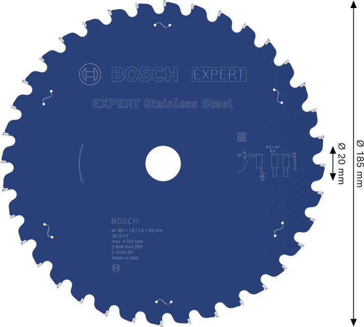 Produktbild Bosch Professional Zubehör Kreissägeblatt Expert for Stainless Steel, 185 x 20 x 1,9 x 36