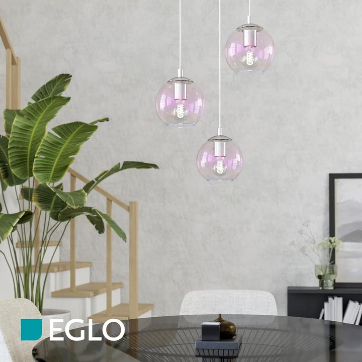 Actual product image EGLO Cluster Ariscani 3-Light Pendant Lamp with Iridescent Glass Balls (E27)