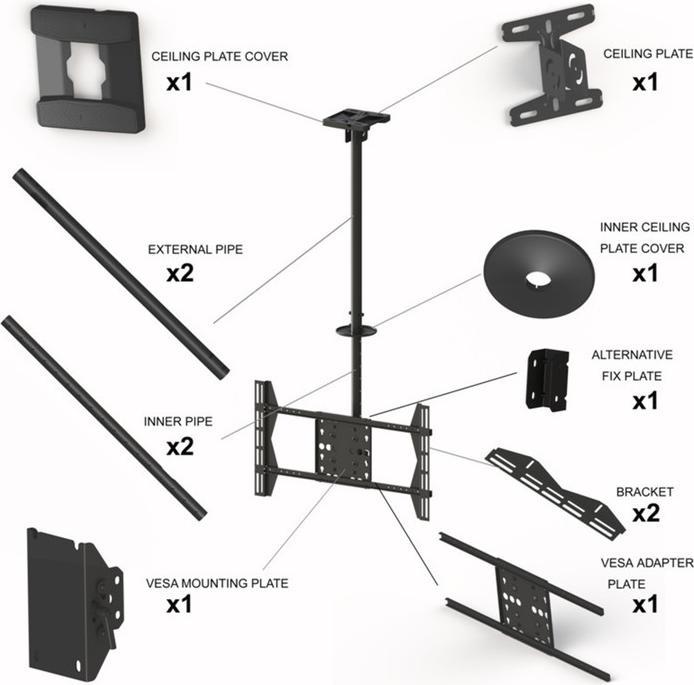 Actual product image Hagor M Public Ceilingmount Large Single - Mounting kit (ceiling mount, connector plug)