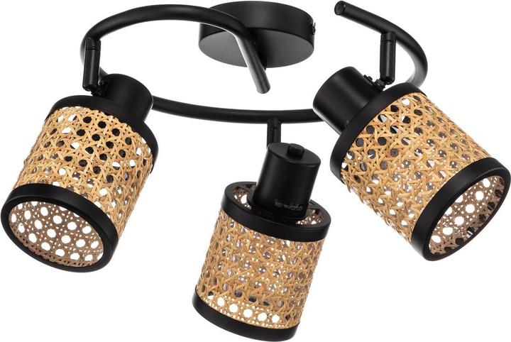 Produktbild Lindby Yaelle Spot Metall Rattan dreiflammig rund (E27)