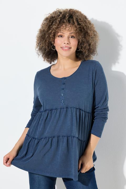 Actual product image Ulla Popken Ruffled Flounce Panel Long Sleeve Tee (50, 52)