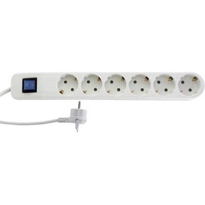 REV, Steckdosenleiste, 0014640100 Steckdosenleiste mit Schalter 6fach Weiss-Grau Schutzkontakt (6 x, CEE 7/3, 1.40 m)