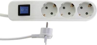 Produktbild REV 0014340100 Steckdosenleiste mit Schalter 3fach Weiss-Grau Schutzkontakt (3 x, CEE 7/3, 1.40 m)