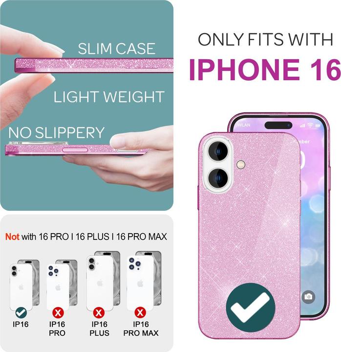 Produktbild Nalia Glitzer Hybrid Hülle (Apple iPhone 16)