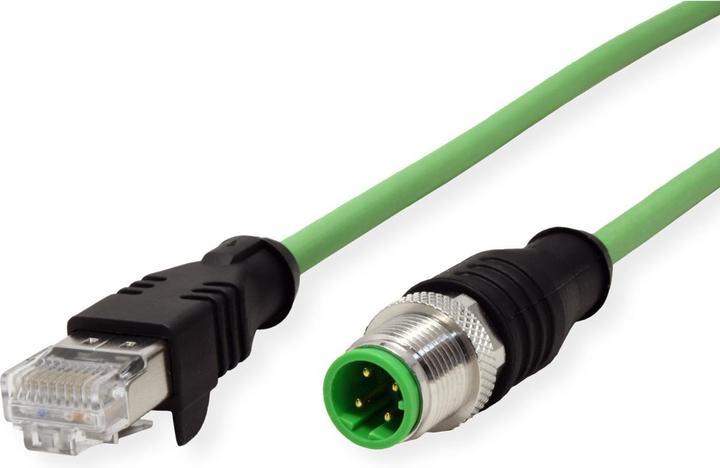 Actual product image Metz Connect Connection cable M12 ST-RJ45 ST 4-pin D-coded straight-straight drag chain torsion 2m (S/UTP, CAT5e, 2 m)