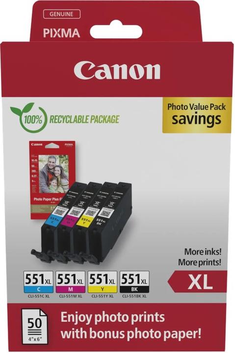 Actual product image Canon CLI-551 (C, M, Y, BK)