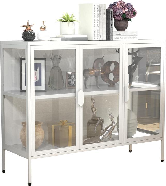 VCM Stahl Glas Vitrine Sideboard Floka L (110 x 35 x 80 cm)