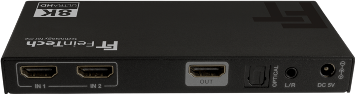 Produktbild FeinTech SW212 HDMI 2.1 Switch 2 In 1 Out mit Audio Extractor (Toslink & Aux)
